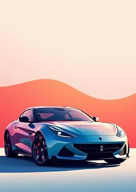 Blue and Pink Sports Car