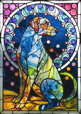 Stained Glass Dog