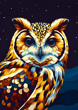 Owl with Starry Night
