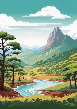 Serene Mountain River