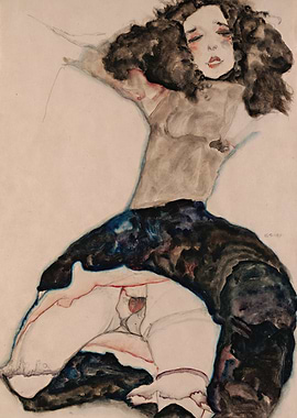 Girl Upskirt Painting by Egon Schiele