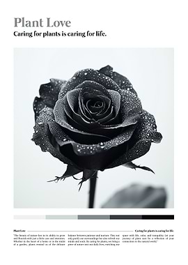 Black Rose with Dew Drops