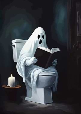 Ghost Reading on Toilet