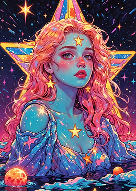 Cosmic Goddess in a Starry Ocean
