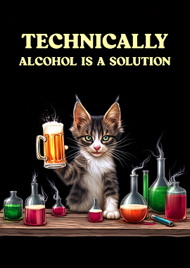 Cat Scientist with Beer