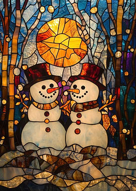 Stained Glass Snowman
