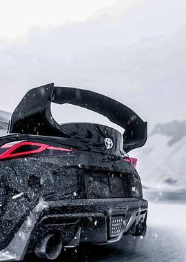Black Toyota Supra in Snow