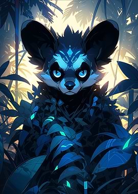 Furry Lemur in Jungle