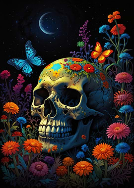 Floral Skull Night