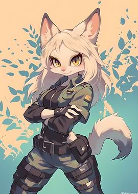 Furry Girl in Military Gear