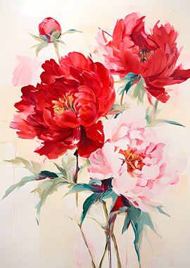 Red and Pink Peonies