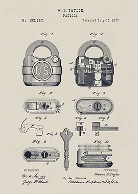 Padlock Patent Illustration