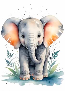 Cute Elephant Watercolor