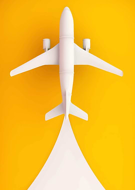 White Airplane on Yellow