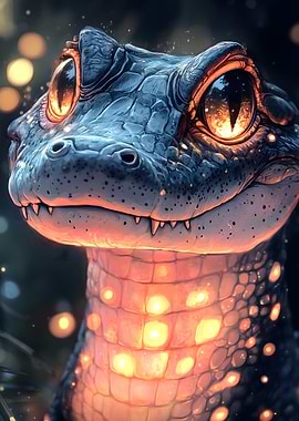 Glowing Alligator Portrait
