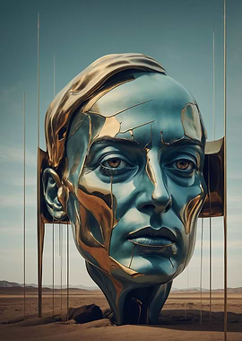 Metallic Head Sculpture