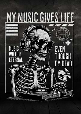 Skeleton DJ Music Poster