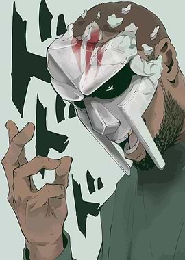 Masked Figure with Japanese Text