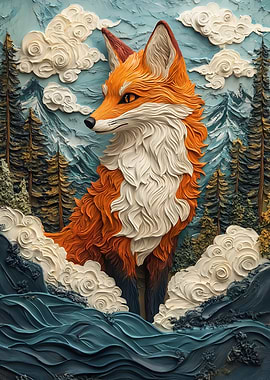 Fox in a Whimsical Landscape