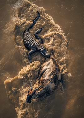 Crocodile and Wildebeest
