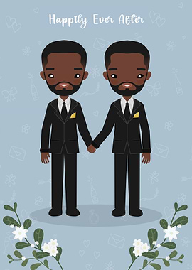 Cute Gay Wedding Couple Illustration