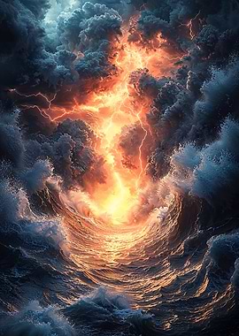 Lightning Storm Over Ocean