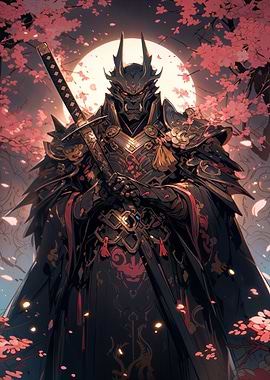 Samurai Warrior with Dragon Mask