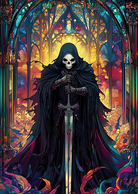 Stained Glass Skeleton Knight
