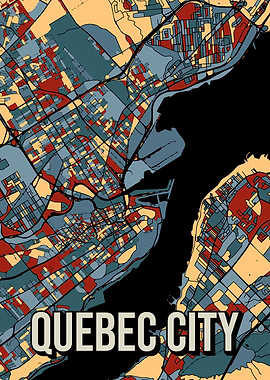 Quebec City Earth Tone Map Travel Art