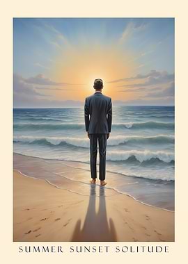 Solitary Man at Sunset Beach