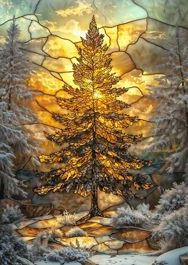 Stained Glass Pine Tree