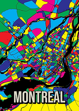 Montreal Canada Pop Art City Map Travel Art