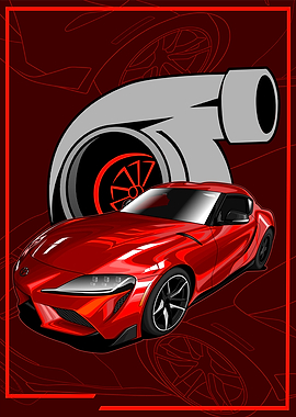 Red Supra with Turbocharger