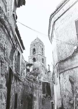 Bell Tower in Narrow Alley
