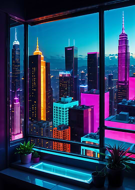 Neon Cityscape View