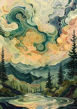 Abstract Mountain Landscape