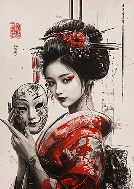 Geisha with Mask
