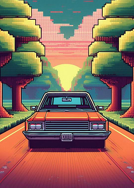 Pixelated Sunset Drive