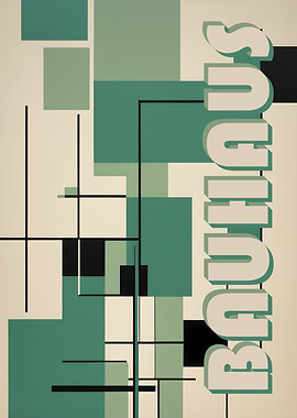 Bauhaus Geometric Art Poster in Green