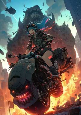Girl on Monster Bike
