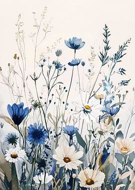 Blue and White Wildflowers