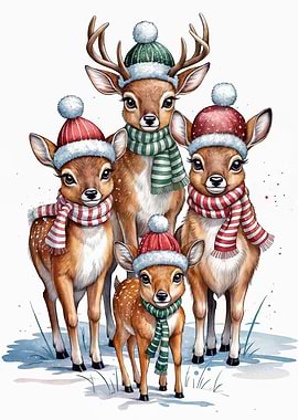 Christmas Deer Family
