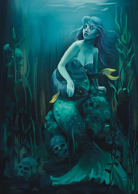 Mermaid in the dark water