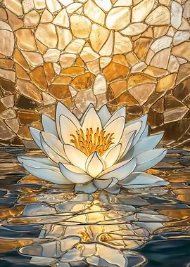 Water Lily Golden Mosaic
