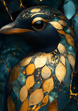 Golden Penguin Art