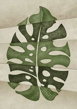 Green Monstera Leaf Print