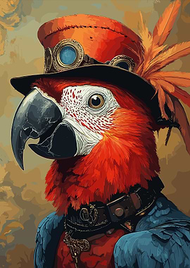 Steampunk Parrot Portrait
