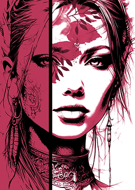 Woman with Floral Design