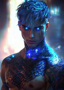 Blue-Eyed Man with Scales