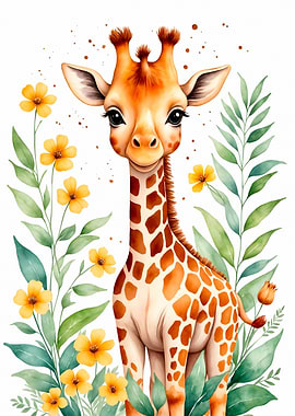 Cute Giraffe Watercolor